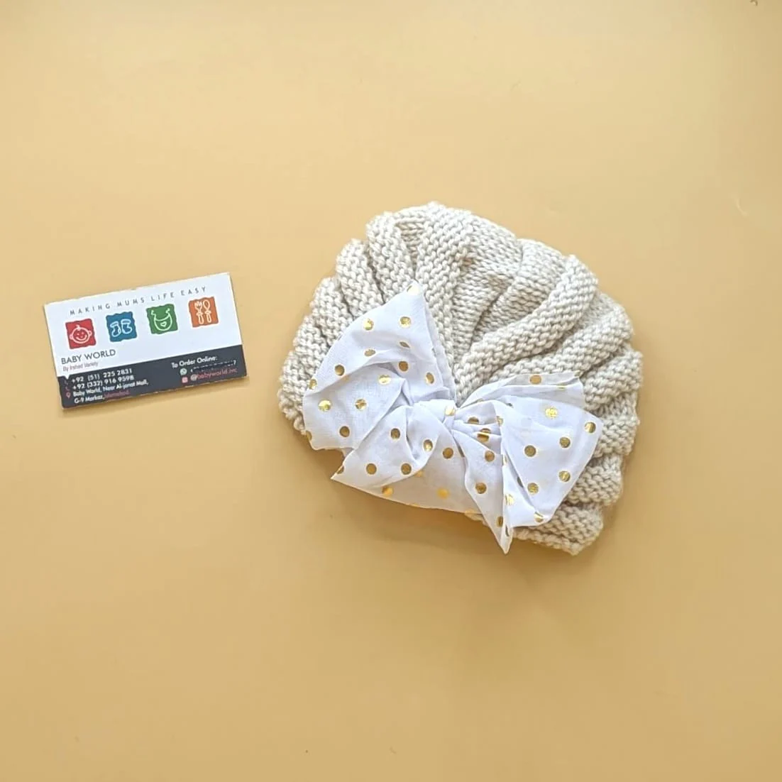 Baby Wool Cap - Bow/Dots - Winter - Image 9