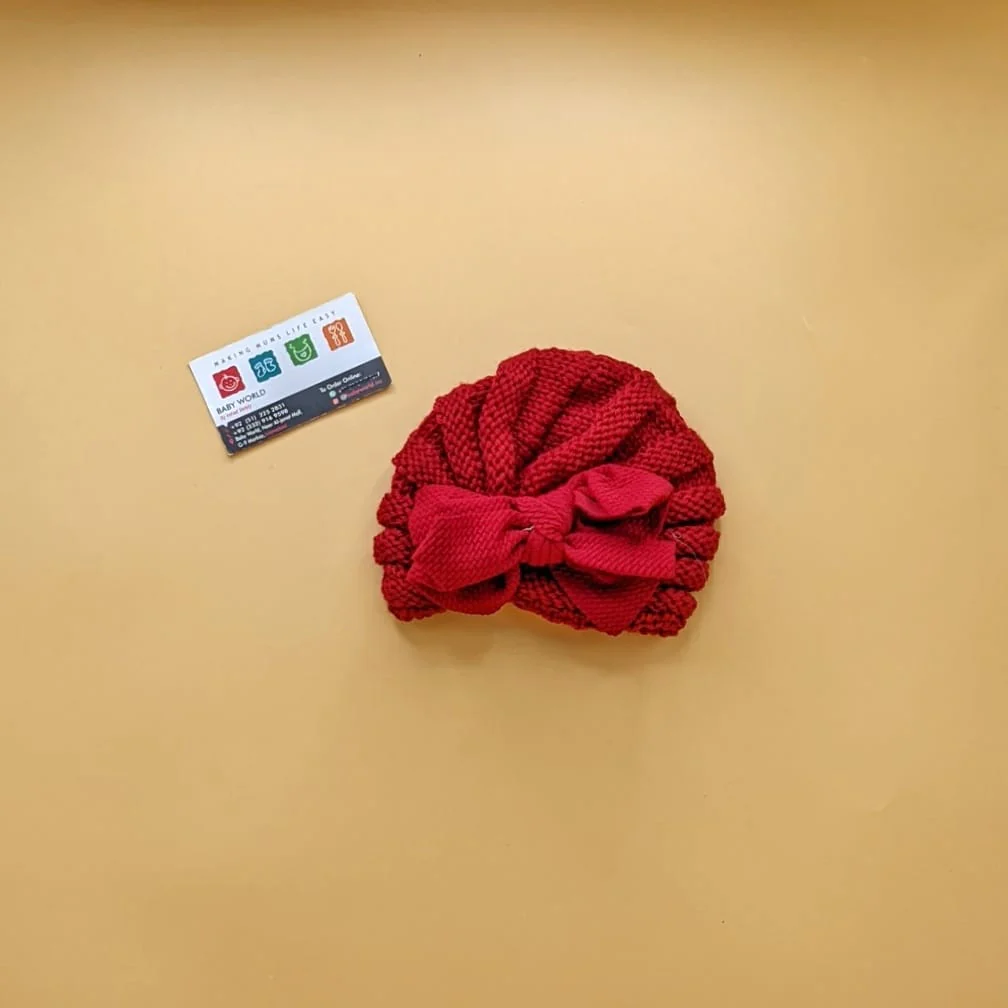 Baby Wool Cap - Bow Large - Winter - Image 6