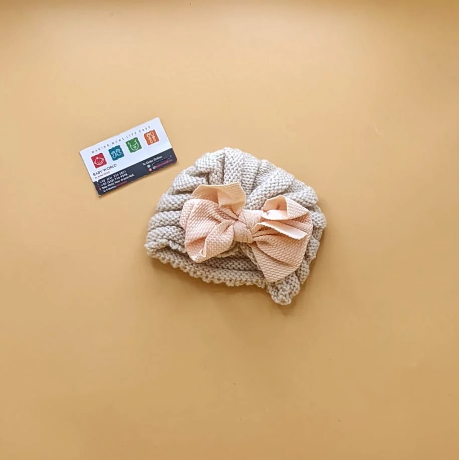 Baby Wool Cap - Bow Large - Winter - Image 9