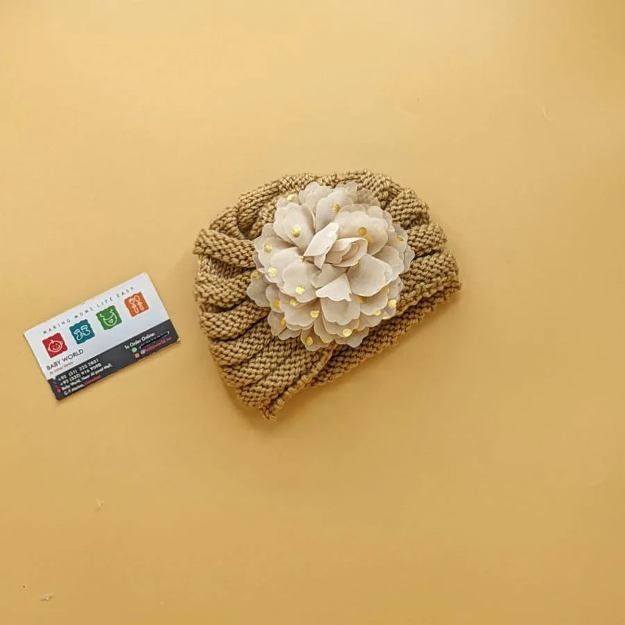 Baby Wool Cap - Flower - Winter - Image 4