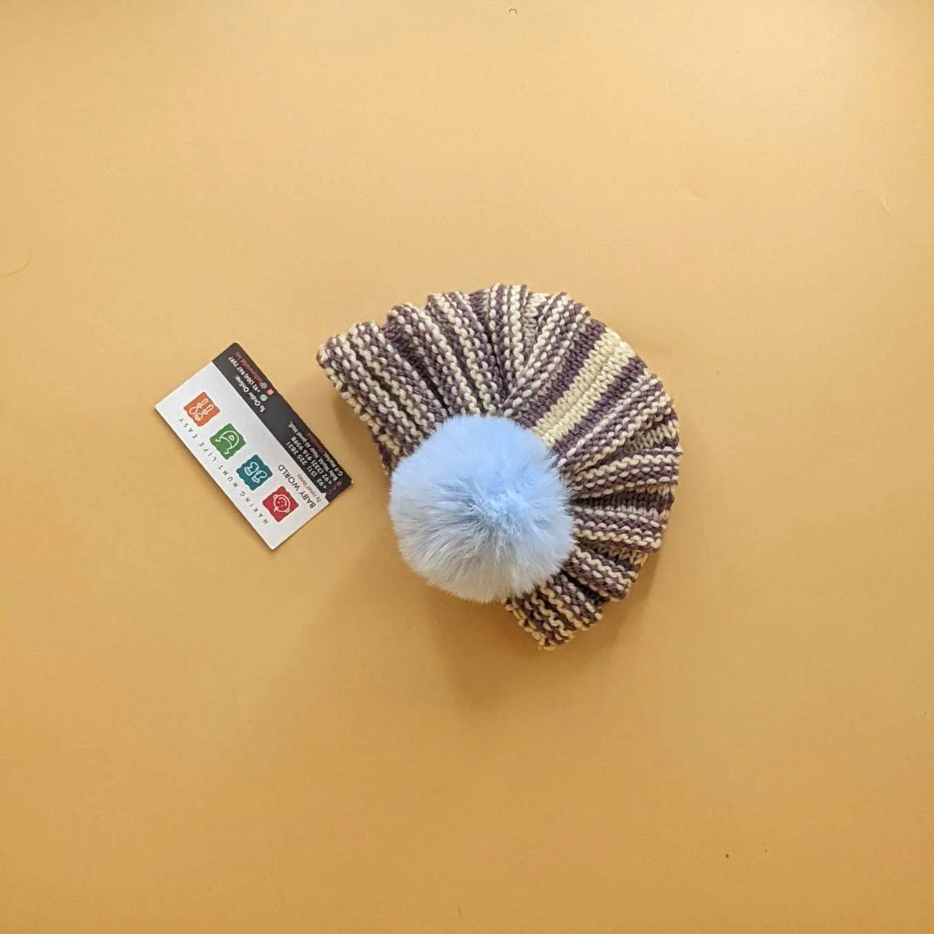 Baby Wool Cap - Pom/Line - Winter - Image 5