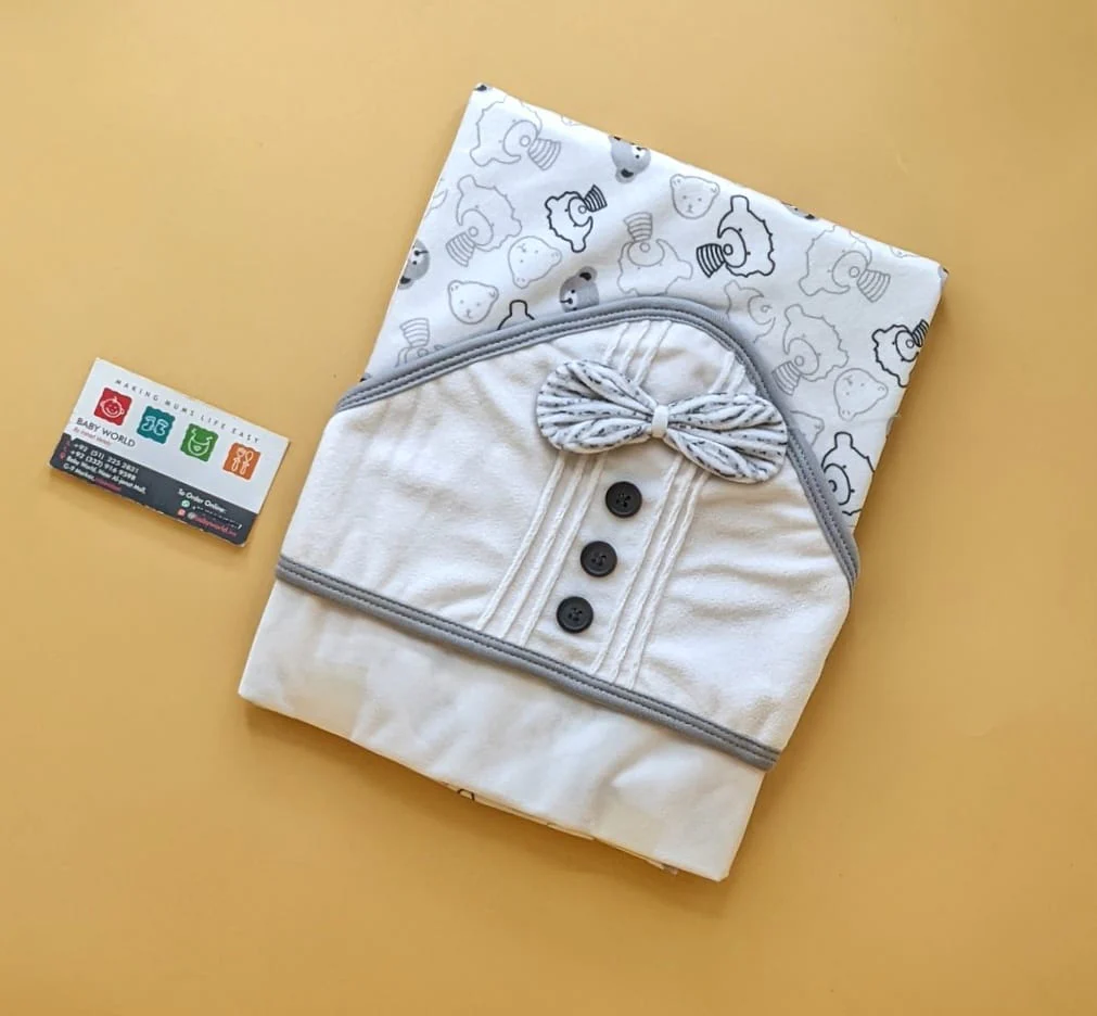 Hooded Wrapping Sheet/Blanket - Winter - Bow/Buttons 🔘 - Image 3