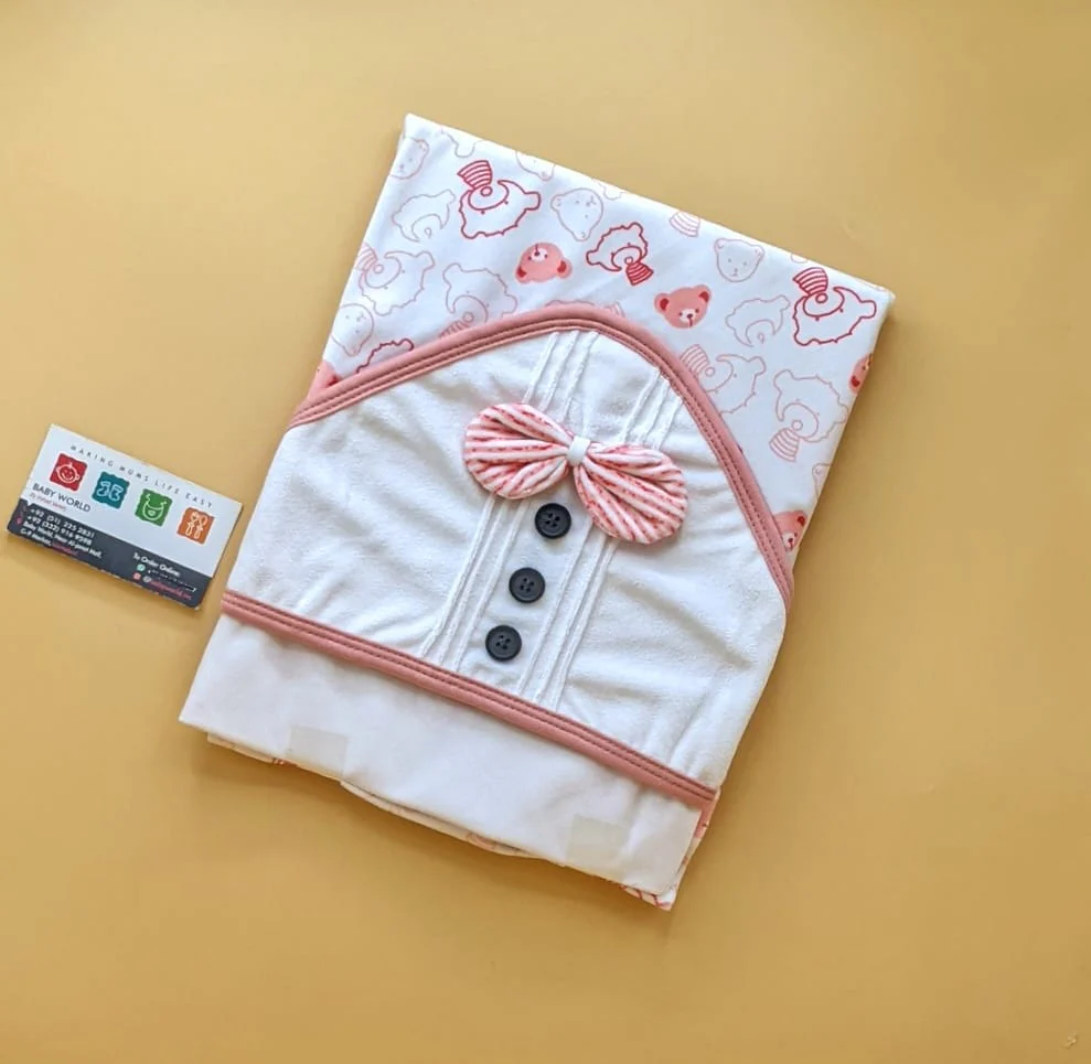 Hooded Wrapping Sheet/Blanket - Winter - Bow/Buttons 🔘 - Image 5